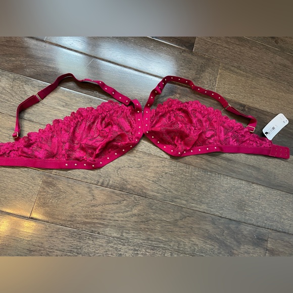 BMWT deep cherry balconette lace studded bralette - Picture 4 of 4